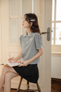 Chic Gray Knit Polo Collared Shirt - Masion Chérie