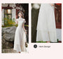 Elegant Ivory Floral Embroidered Cheongsam Two Piece Dress