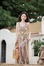 Backless Tie Boho Maxi Dress with Tassel Vest Two-Piece Set - Masion Chérie