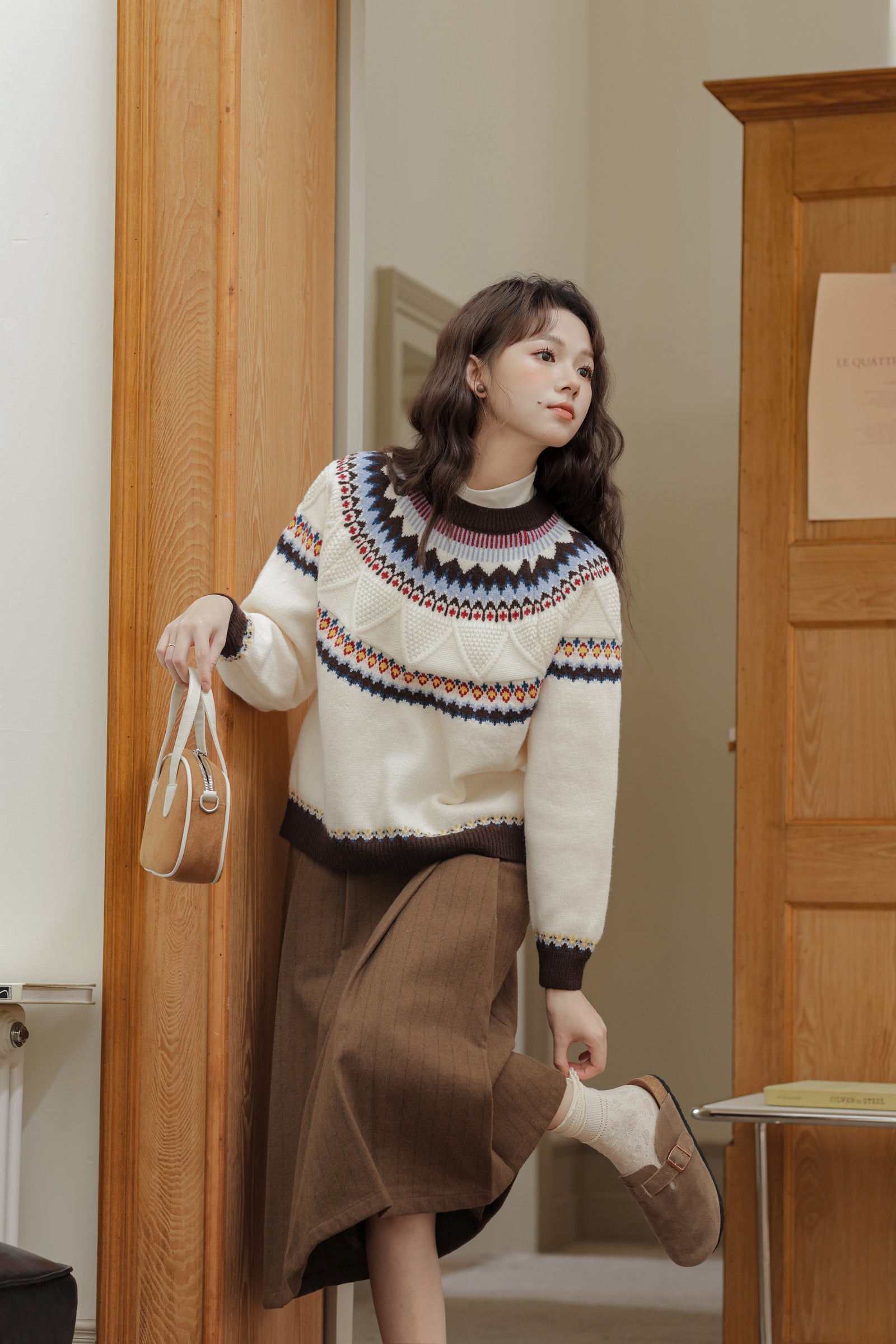 Fair Isle Patterned Knit Sweater