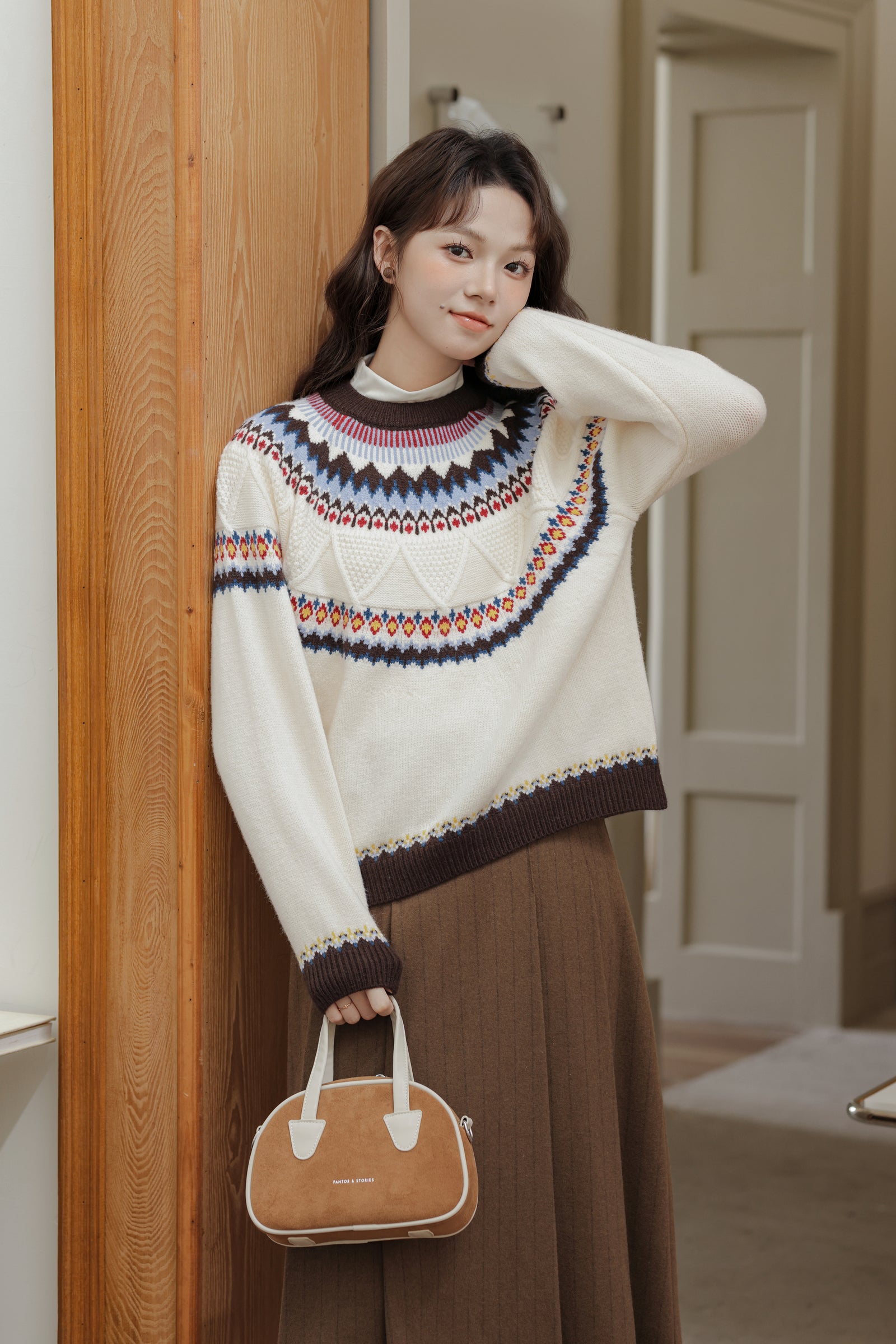 Fair Isle Patterned Knit Sweater