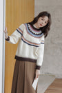 Fair Isle Patterned Knit Sweater