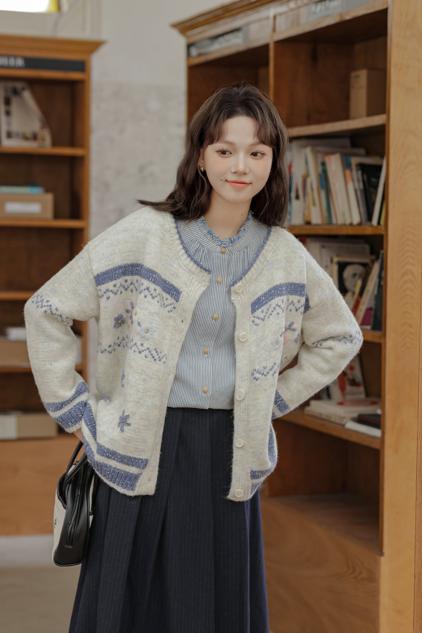 Cozy Floral Embroidered Knit Cardigan