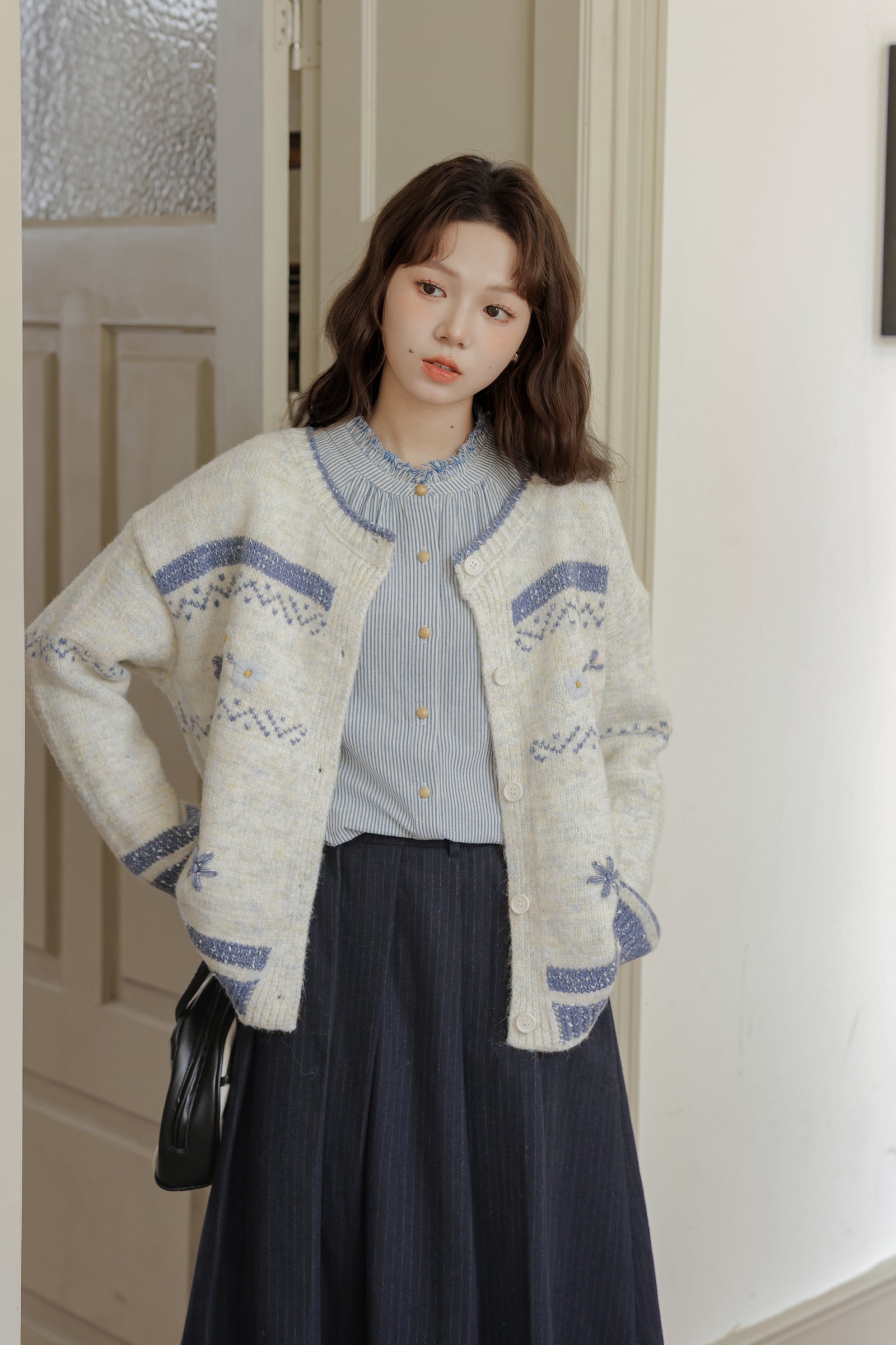 Cozy Floral Embroidered Knit Cardigan