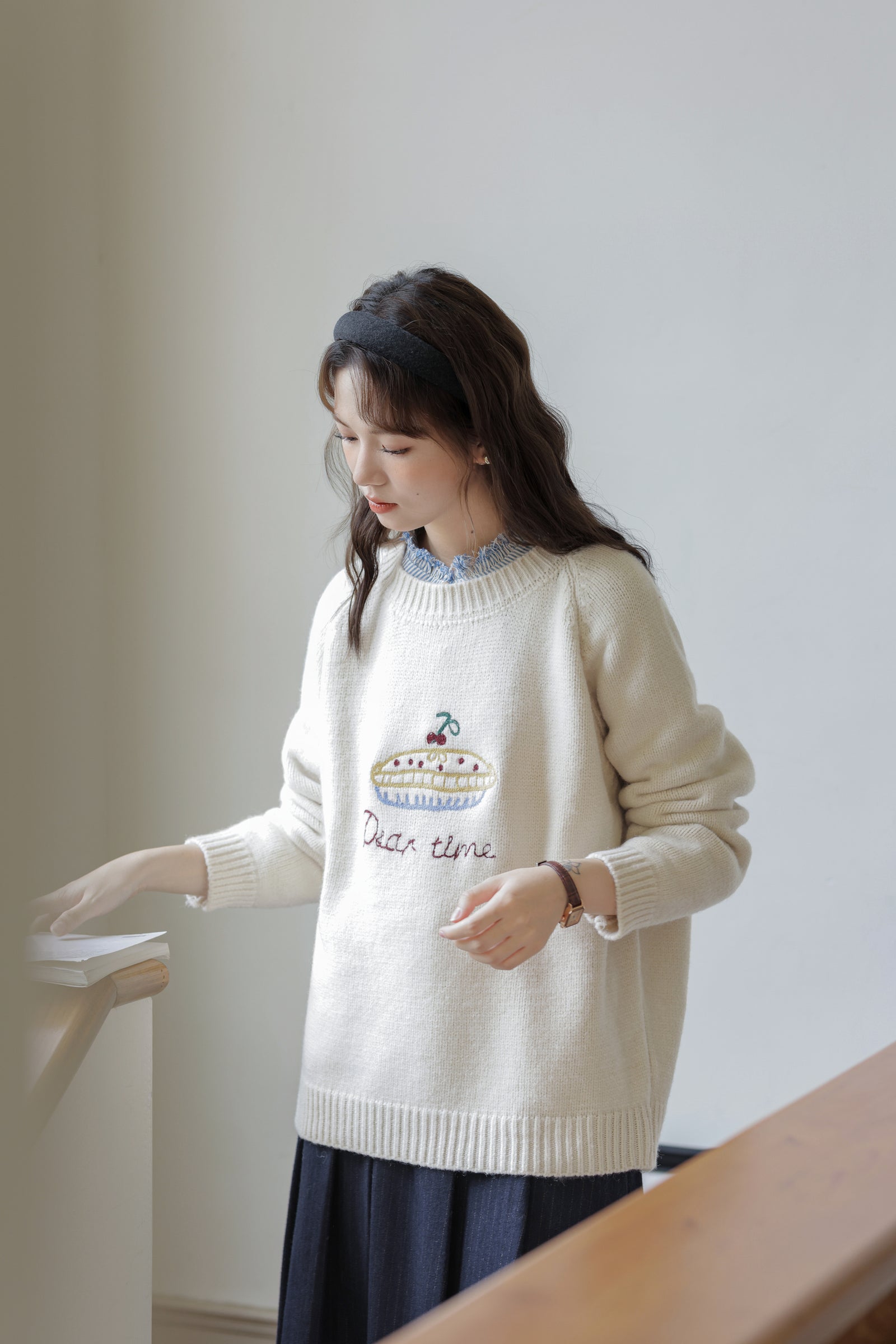 Cozy Embroidered Loose-Fit Knit Sweater