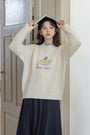 Cozy Embroidered Loose-Fit Knit Sweater