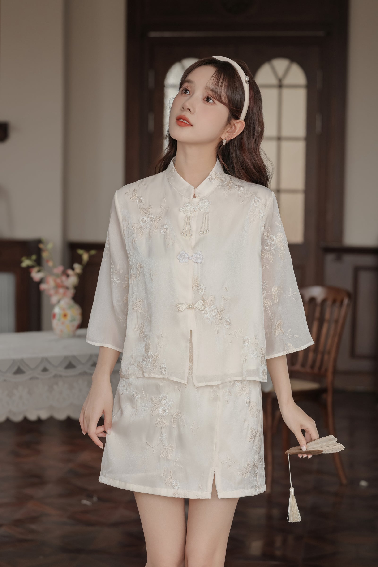 Elegant Heavy Embroidered Traditional Two-Piece Set - Masion Chérie