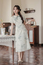 Vintage Bamboo Print Modified Cheongsam Dress - Masion Chérie