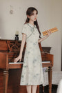 Vintage Bamboo Print Modified Cheongsam Dress - Masion Chérie