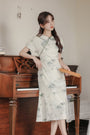 Vintage Bamboo Print Modified Cheongsam Dress - Masion Chérie