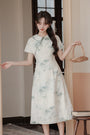 Vintage Bamboo Print Modified Cheongsam Dress - Masion Chérie