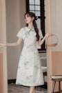 Vintage Bamboo Print Modified Cheongsam Dress - Masion Chérie