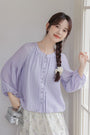 Lavender Dream Button-Down Puff Sleeve Blouse