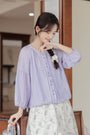 Lavender Dream Button-Down Puff Sleeve Blouse