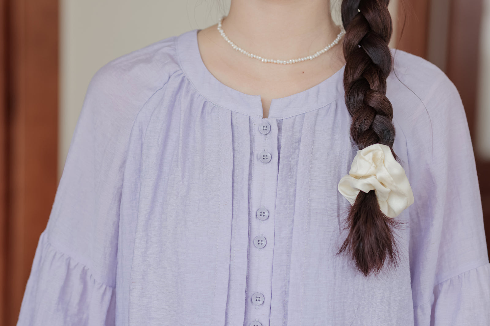 Lavender Dream Button-Down Puff Sleeve Blouse