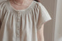 Casual Beige Smocked Button-Down Blouse - Masion Chérie