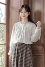 Timeless White Ruffle Cuffs Pintuck Blouse