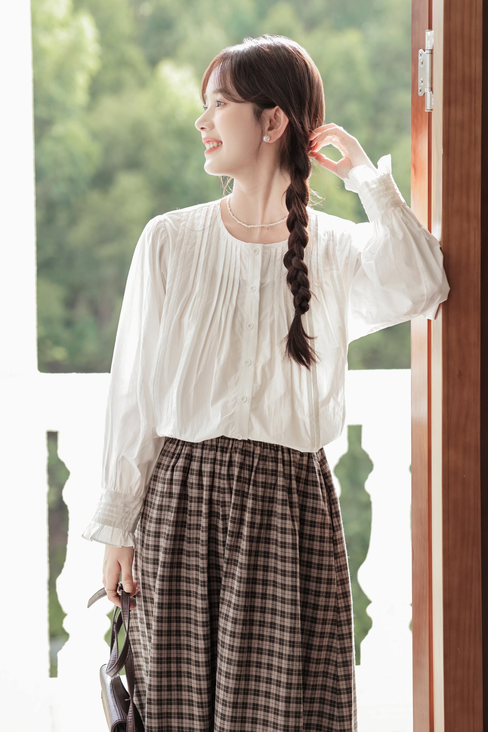 Timeless White Ruffle Cuffs Pintuck Blouse