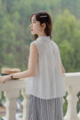 Elegant Sleeveless Pullover White Blouse - Masion Chérie