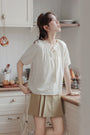 Whimsical Ivory Button-Front Blouse - Masion Chérie