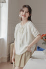 Whimsical Ivory Button-Front Blouse - Masion Chérie