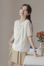 Whimsical Ivory Button-Front Blouse - Masion Chérie