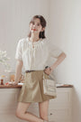 Whimsical Ivory Button-Front Blouse - Masion Chérie