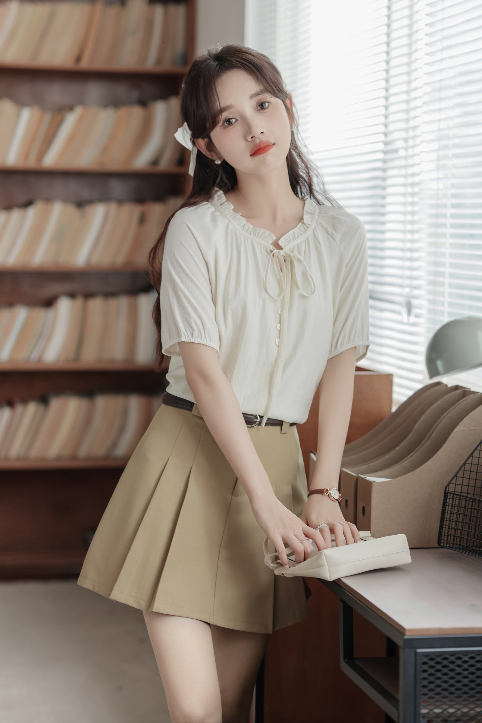 Whimsical Ivory Button-Front Blouse - Masion Chérie