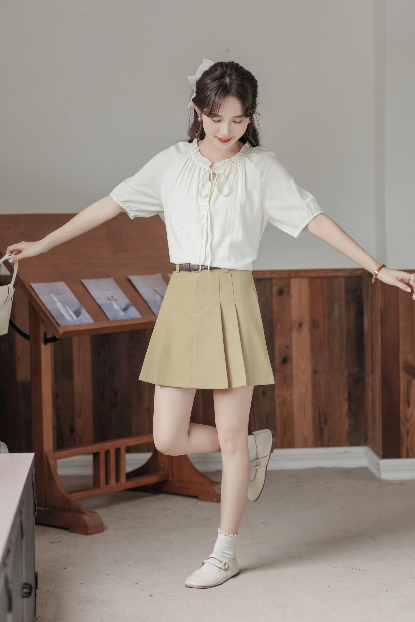 Whimsical Ivory Button-Front Blouse - Masion Chérie