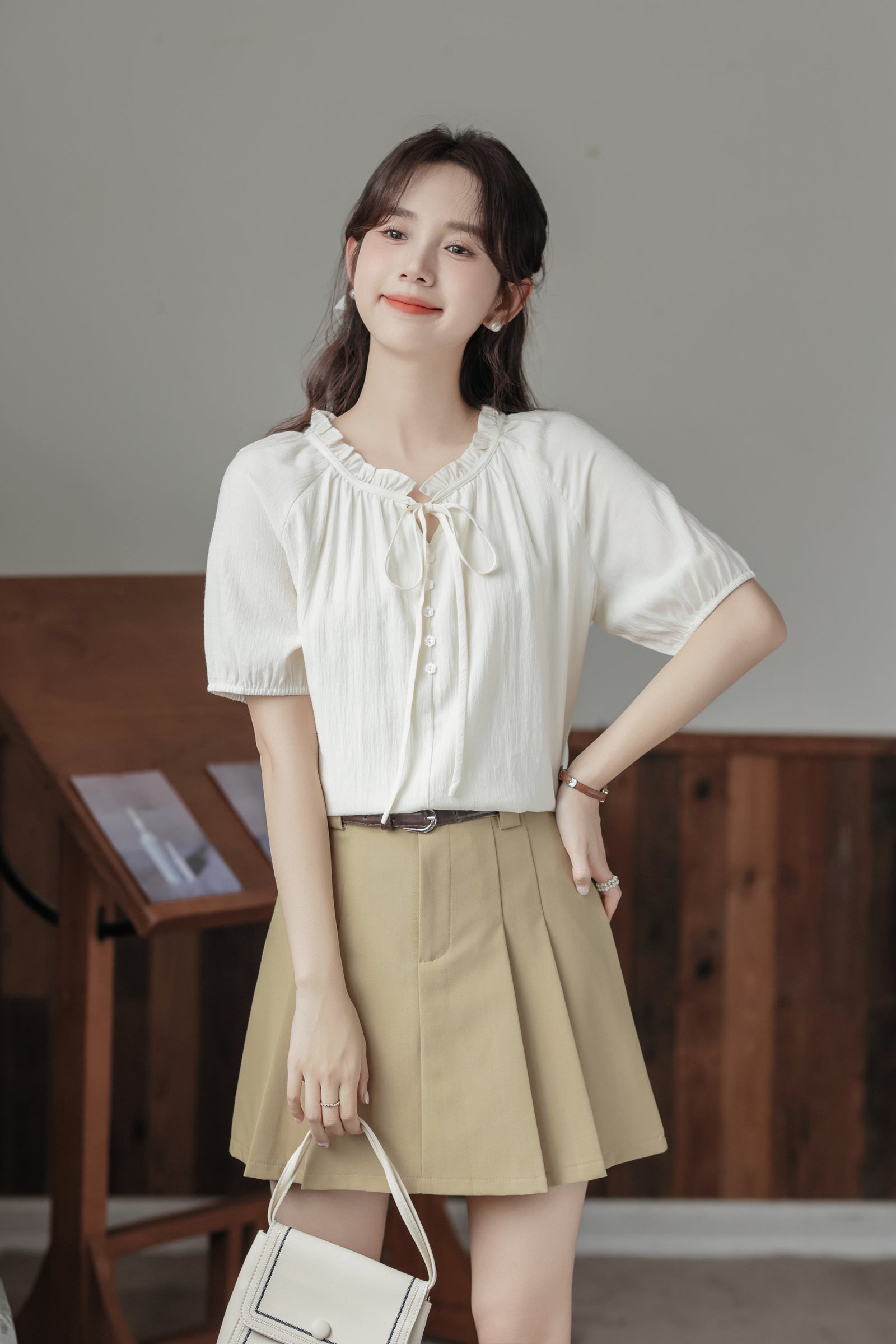 Whimsical Ivory Button-Front Blouse - Masion Chérie