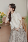 Vintage Ivory Puff Sleeve Cheongsam Blouse - Masion Chérie