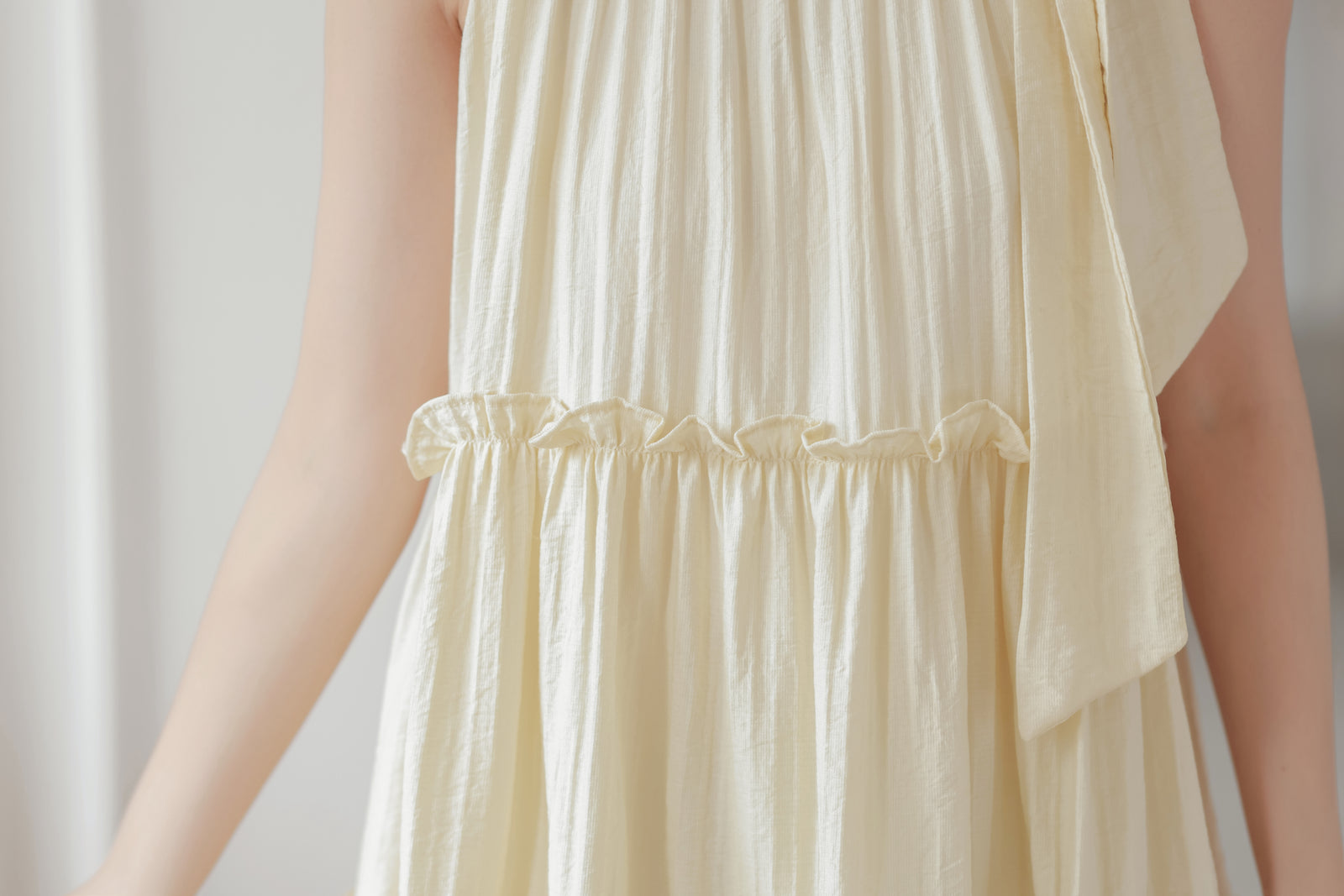 Apricot Halter Neck Tiered Dress - Masion Chérie