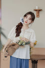 Charming Ivory Boho Lace Trim Blouse - Masion Chérie