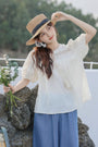 Charming Ivory Boho Lace Trim Blouse - Masion Chérie