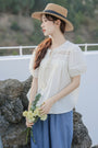 Charming Ivory Boho Lace Trim Blouse - Masion Chérie