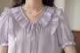 Lilac Ruffle-Trim Button-Up Blouse - Masion Chérie