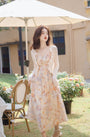 Romantic Floral Pastel Sundress with Ruffle Cardigan - Masion Chérie