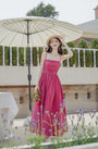 Chic Raspberry Full Swing Spaghetti Strap Maxi Dress - Masion Chérie