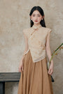 Cheongsam Velvet Top High-Waisted Flared Skirt Two-Piece Set - Masion Chérie