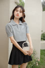 Chic Gray Knit Polo Collared Shirt - Masion Chérie