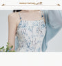 Elegant Blue Floral Spaghetti Strap Midi Dress