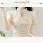 Elegant Bamboo Print Cheongsam Dress - Masion Chérie