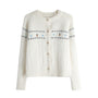 Embroidered Cable-Knit Button-Up Cardigan