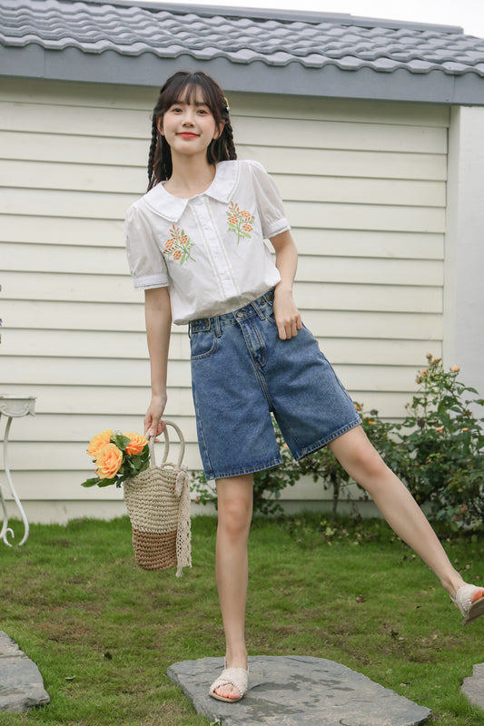 Vintage High-Waisted Denim Shorts - Masion Chérie