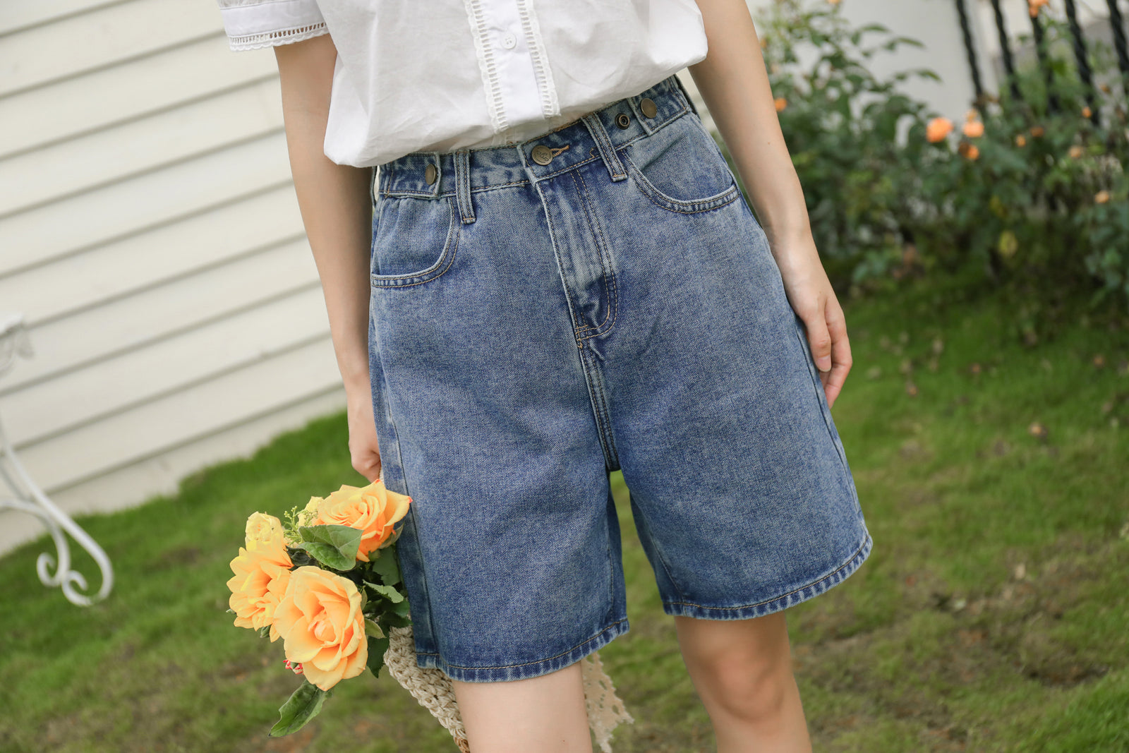 Vintage High-Waisted Denim Shorts - Masion Chérie