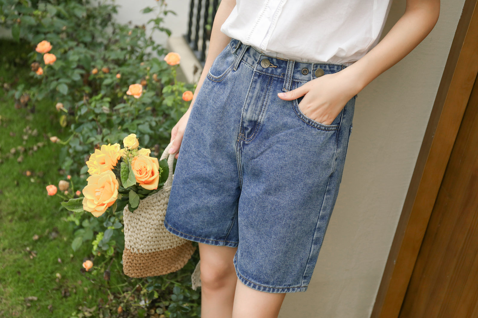 Vintage High-Waisted Denim Shorts - Masion Chérie