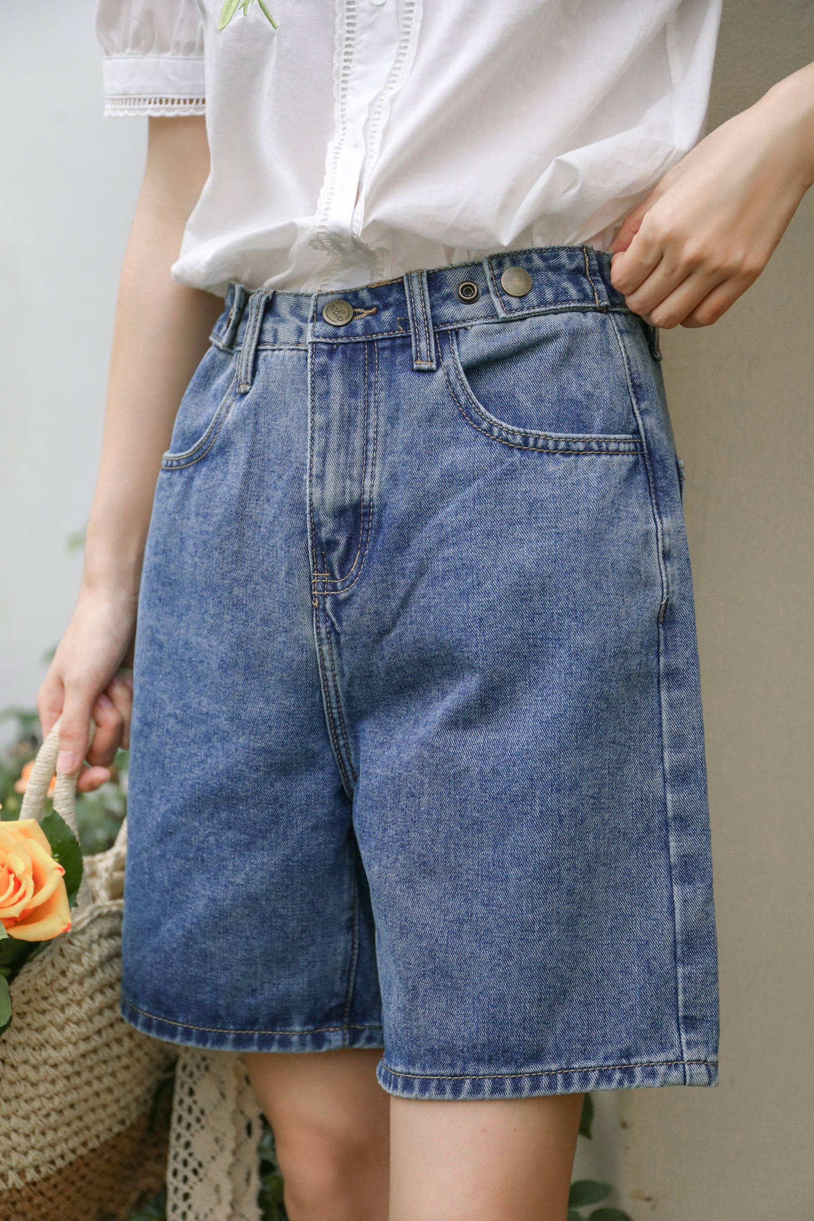 Vintage High-Waisted Denim Shorts - Masion Chérie