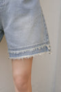 High-Waisted Frayed Hem Denim Shorts - Masion Chérie