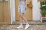 High-Waisted Frayed Hem Denim Shorts - Masion Chérie