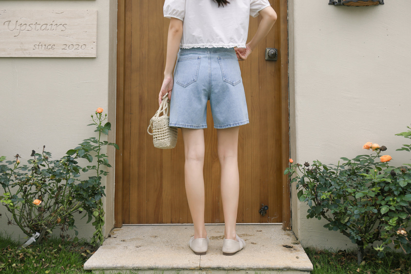 Floral Embroidered High-Waisted Denim Shorts - Masion Chérie